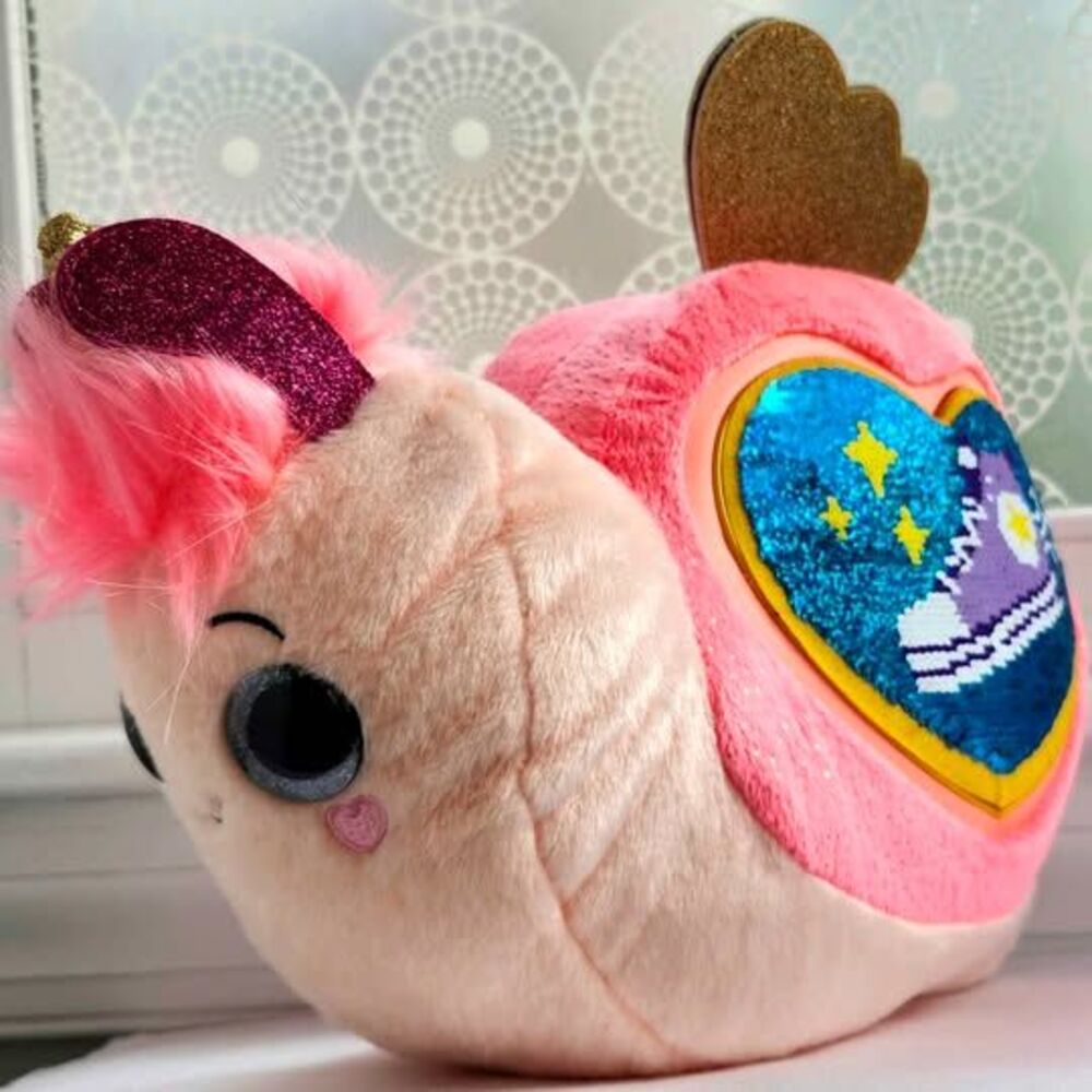 Large Rainbowcorns Plush Pink Flippy-Sequined Unicorn Snail
